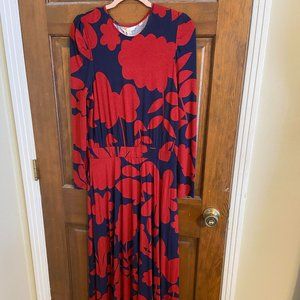 Boden Puff Sleeve Jersey Midi Dress (US Size 8 Long, UK Size 12 Long)